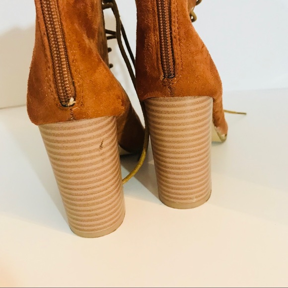 Open-Toe Lace-up Block Heeled Booties Size 8 - Picture 8 of 8